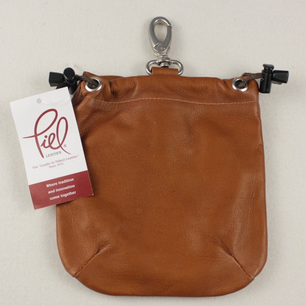 NWT‎ Piel Leather 9751 Saddle Drawstring Pouch Bag Full Grain Cowhide Small